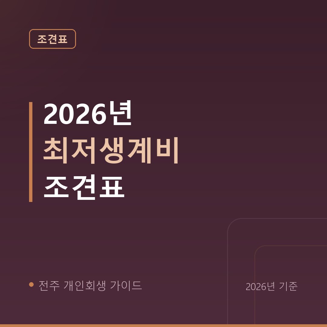 전주 개인회생 2026년 최저생계비 조견표