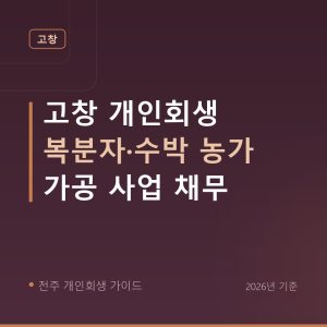 전주 개인회생 고창 개인회생 복분자·수박 농가 가공 사업 채무